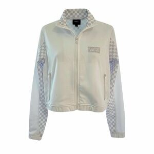 VANS Checkerboard White Crop Jacket size: womens XS